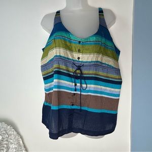 New York & Company‎ Sleeveless Blouse Stripes XL